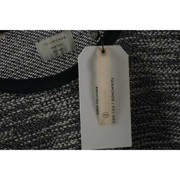 New 7 Diamonds Burgos Men's 2XL Navy Blue & White Heather Loop Knit Crew Sweater - Picture 4 of 9